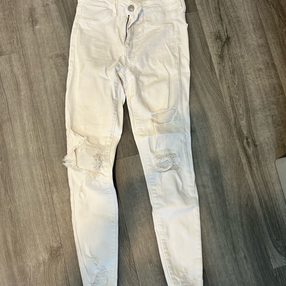 Stylish Distressed White Jeans